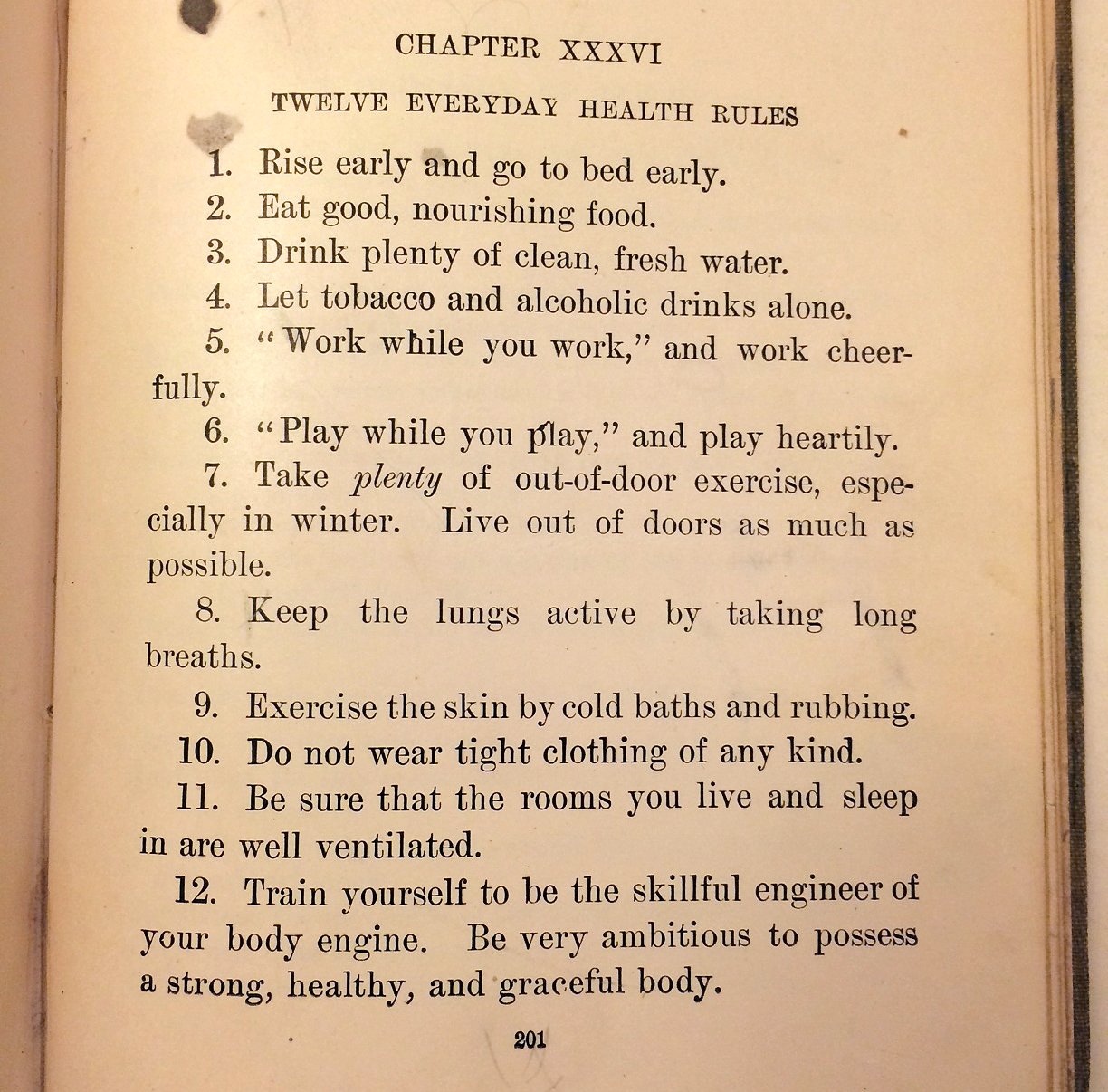 12 vintage health rules from 1908 textbook