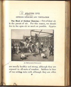 Outdoor exercise and ventilation - the need of outdoor exercise. From 1908 textbook.