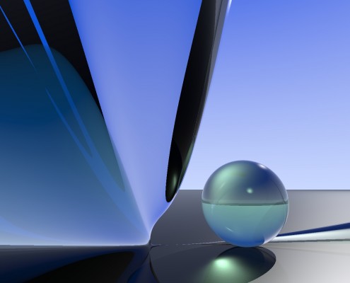 The future of wearables reflected in a crystal ball and shiny gadget.