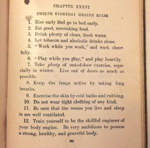 vintage health rules from 1908 textbook